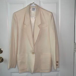 Beautiful cream Dress Jacket with gold & white buttons on the arm and waist
